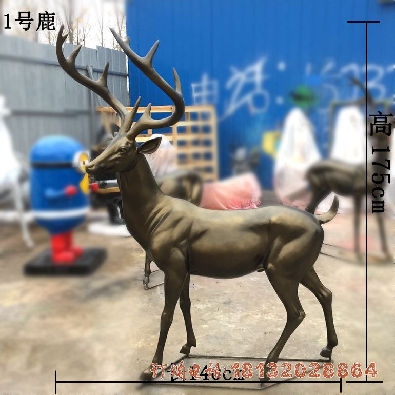 公园动物梅花鹿铜雕