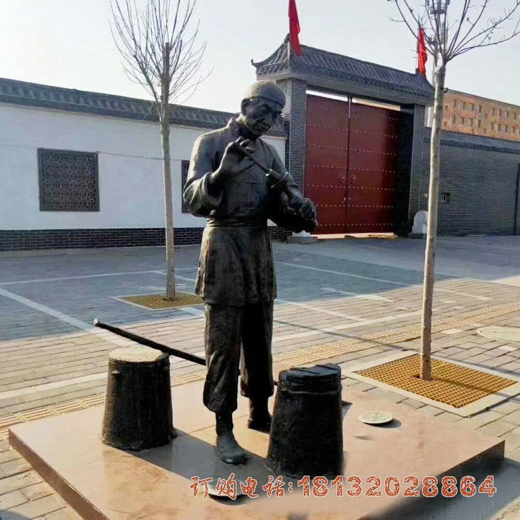 步行街民俗文化打油人物铜雕