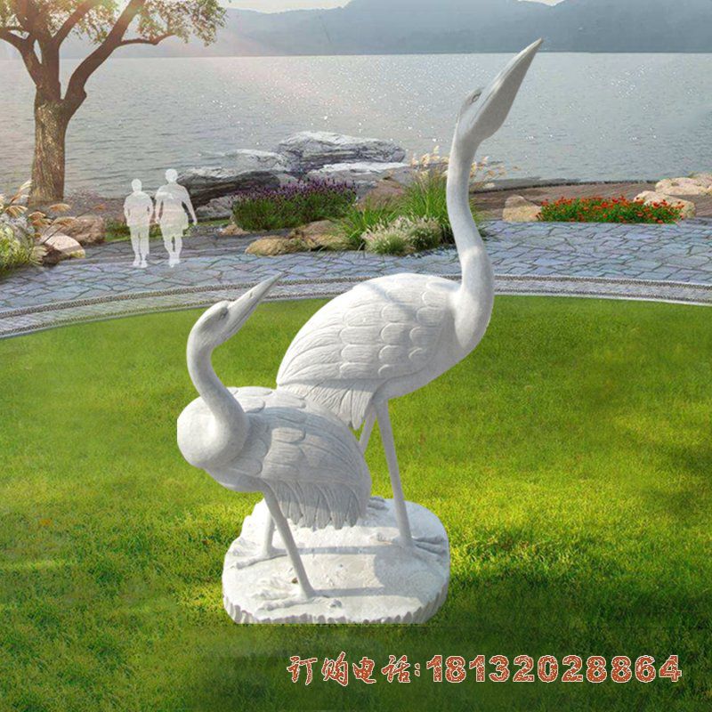 小区大理石仙鹤石雕
