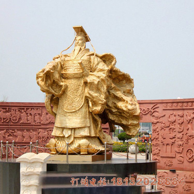 古代帝王秦始皇铜雕