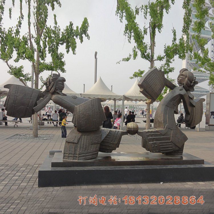 广场皮影戏人物铜雕