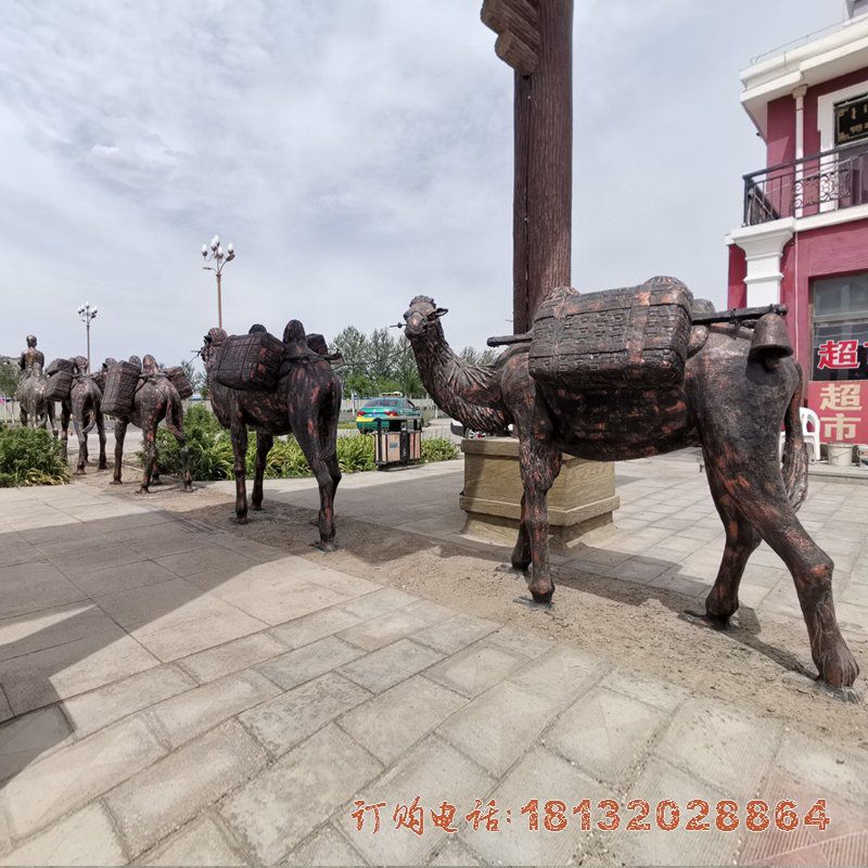景区丝绸之路骆驼铜雕