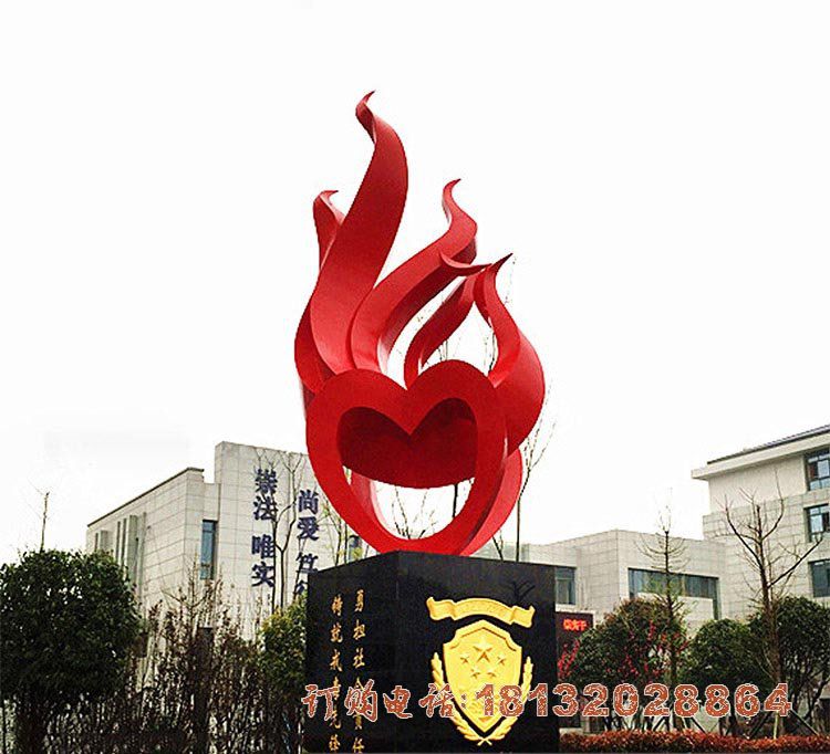 城市不锈钢爱心凤凰雕塑