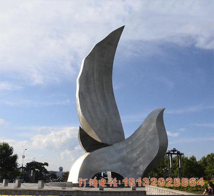 城市不锈钢大型抽象和平鸽