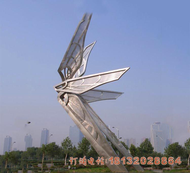 城市不锈钢大型抽象蝴蝶雕塑