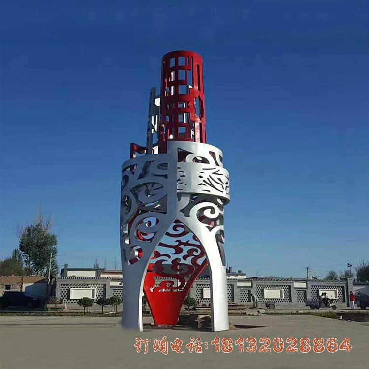 城市不锈钢抽象三足鼎雕塑