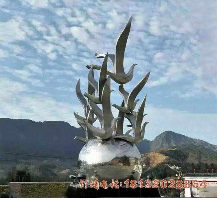 广场不锈钢和平鸽地球雕塑