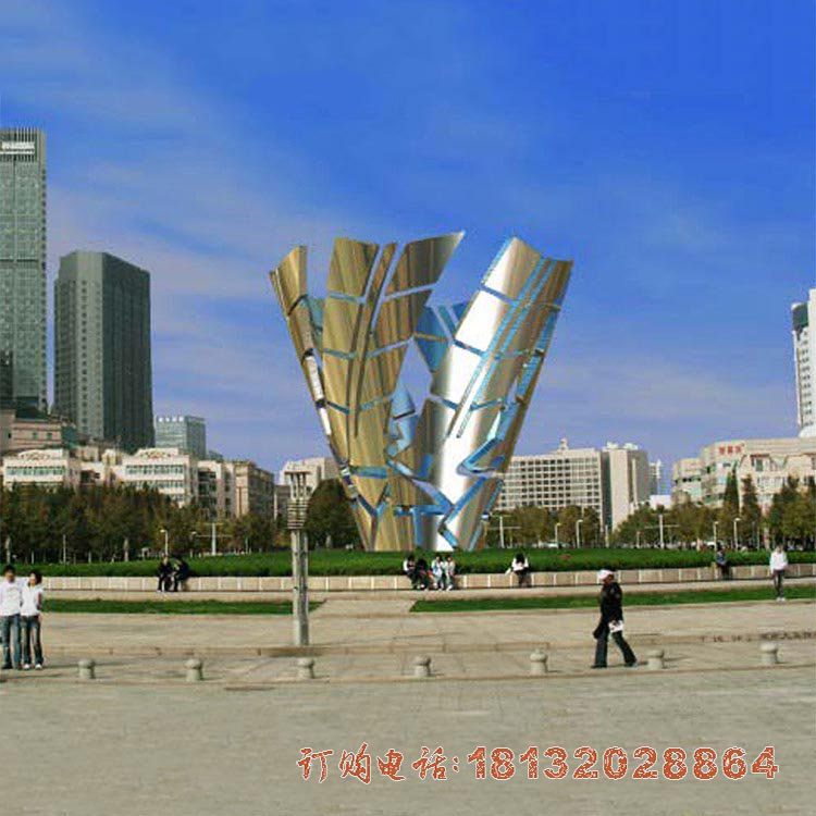 城市不锈钢抽象小麦雕塑