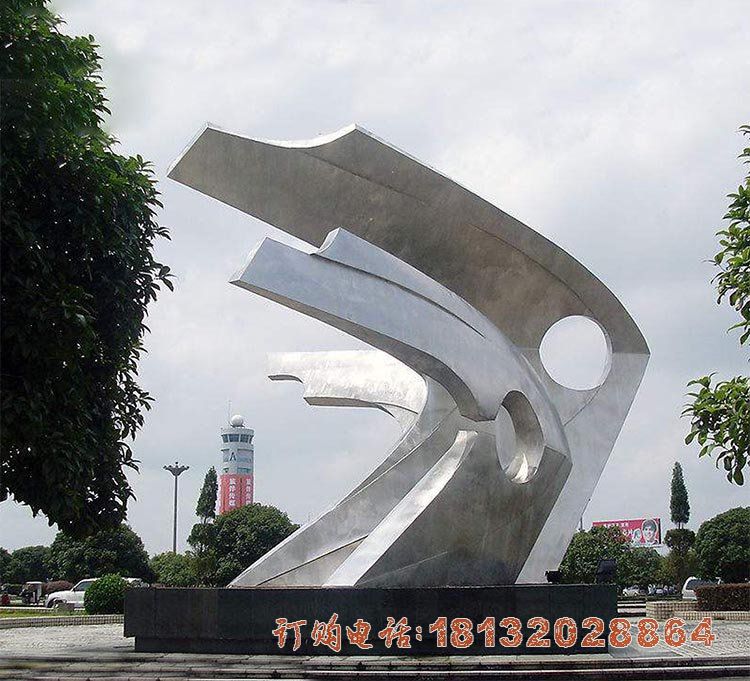 城市大型不锈钢抽象鱼雕塑