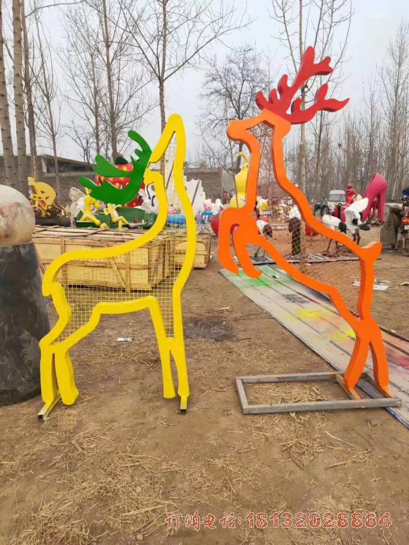 公园不锈钢剪影梅花鹿雕塑