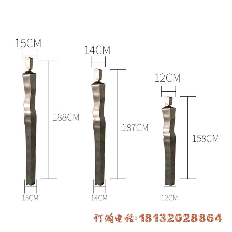 不锈钢抽象人物立柱雕塑