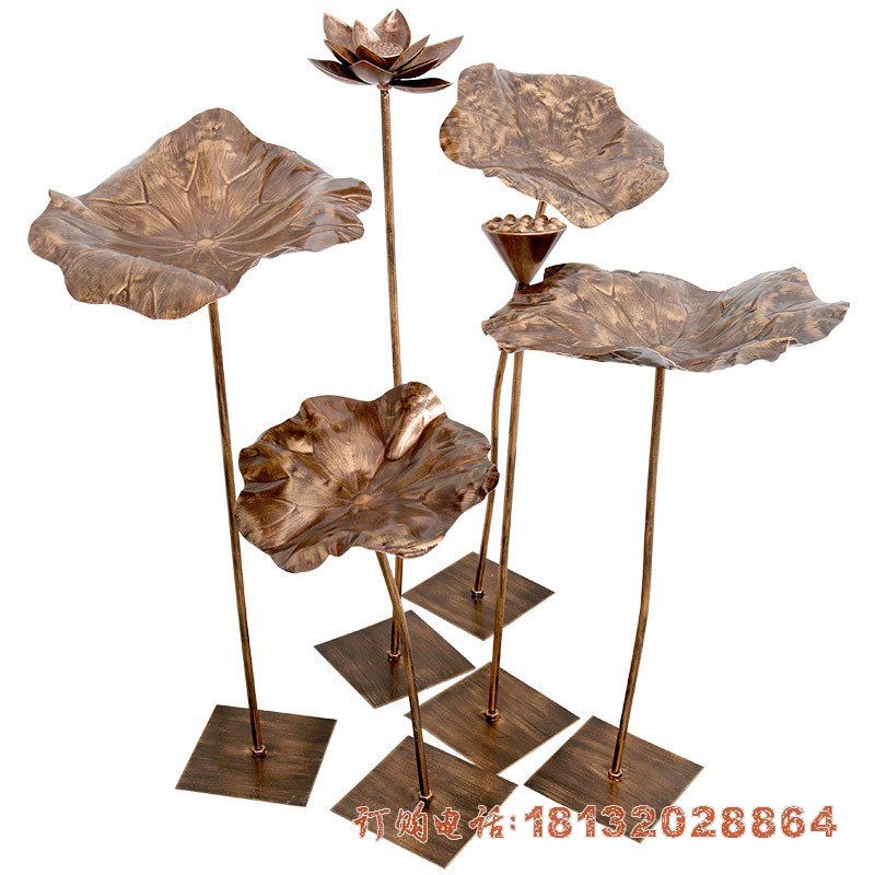 公园不锈钢锻造古铜色荷花雕塑