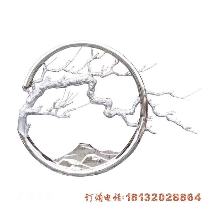 小区不锈钢假山树枝圆环雕塑
