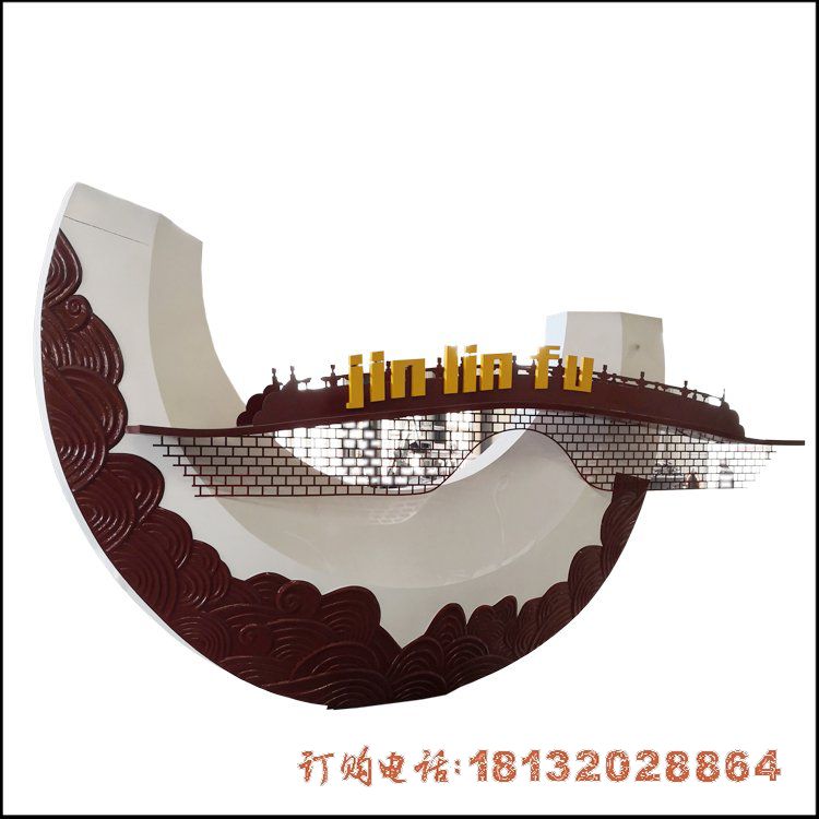 城市不锈钢剪影桥梁雕塑