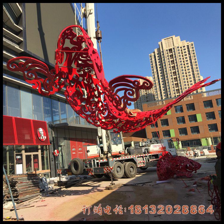 城市不锈钢剪纸鲲鹏雕塑