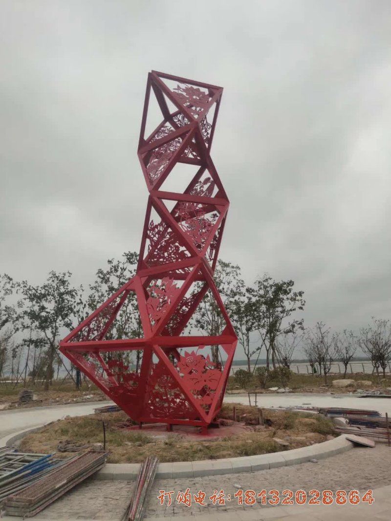 公园不锈钢剪纸荷花雕塑