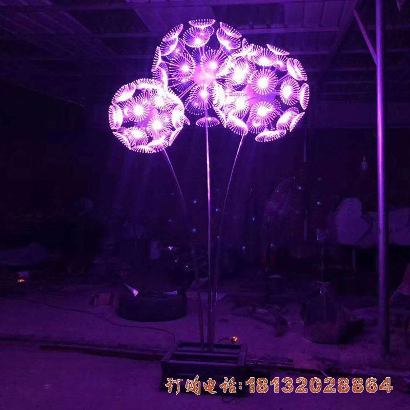 城市不锈钢灯光效果蒲公英雕塑