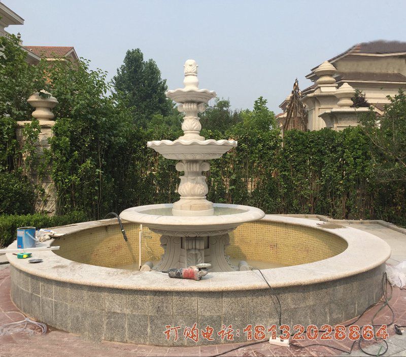 公园石雕三层喷泉