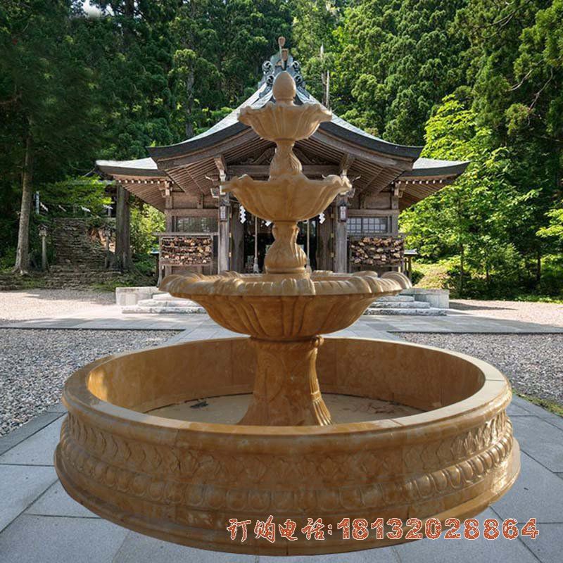 公园晚霞红三层喷泉石雕