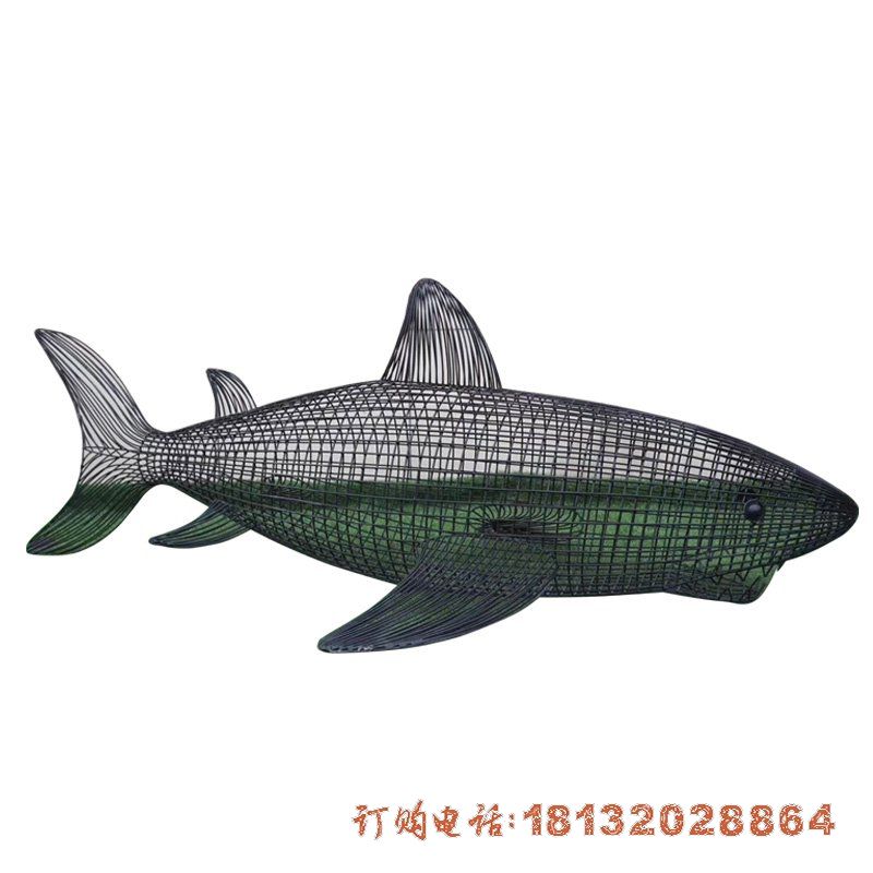 公园不锈钢镂空鲨鱼雕塑