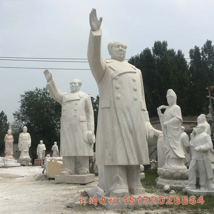 汉白玉伟人挥手毛泽东石雕
