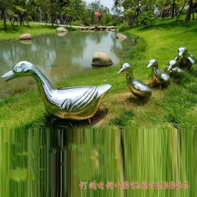 公园不锈钢动物鸭子雕塑