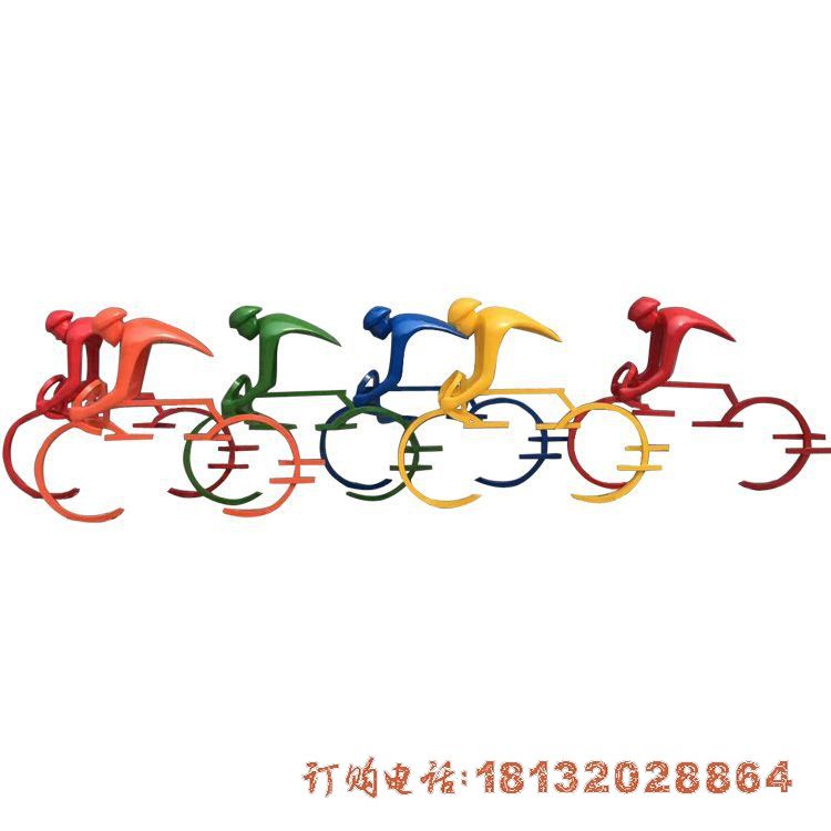 不锈钢喷漆抽象自行车人物雕塑