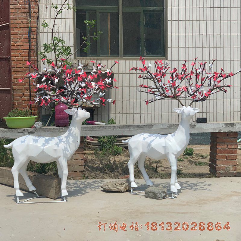 不锈钢喷漆几何树枝鹿 不锈钢喷漆几何树枝鹿
