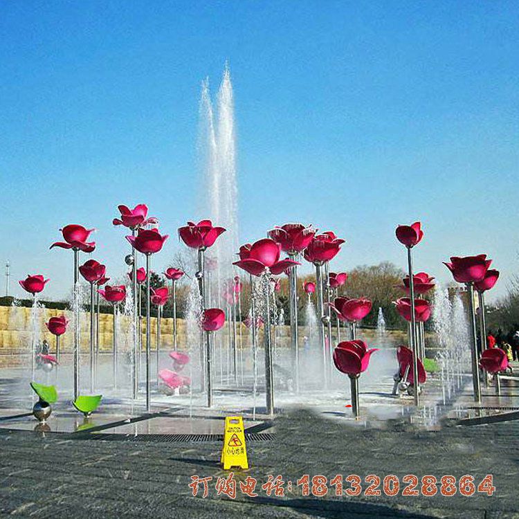 不锈钢水景玫瑰花雕塑