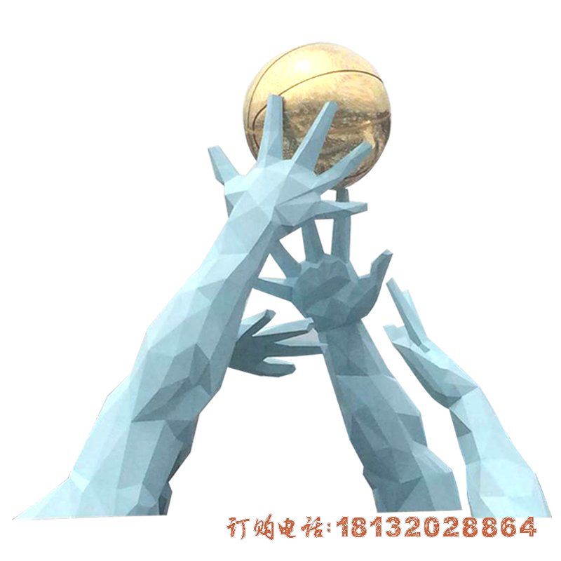 城市不锈钢打篮球雕塑 城市不锈钢打篮球雕塑
