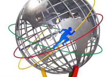 城市不锈钢人物剪影地球雕塑