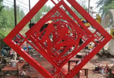 小区不锈钢仁义礼智信汉字雕塑