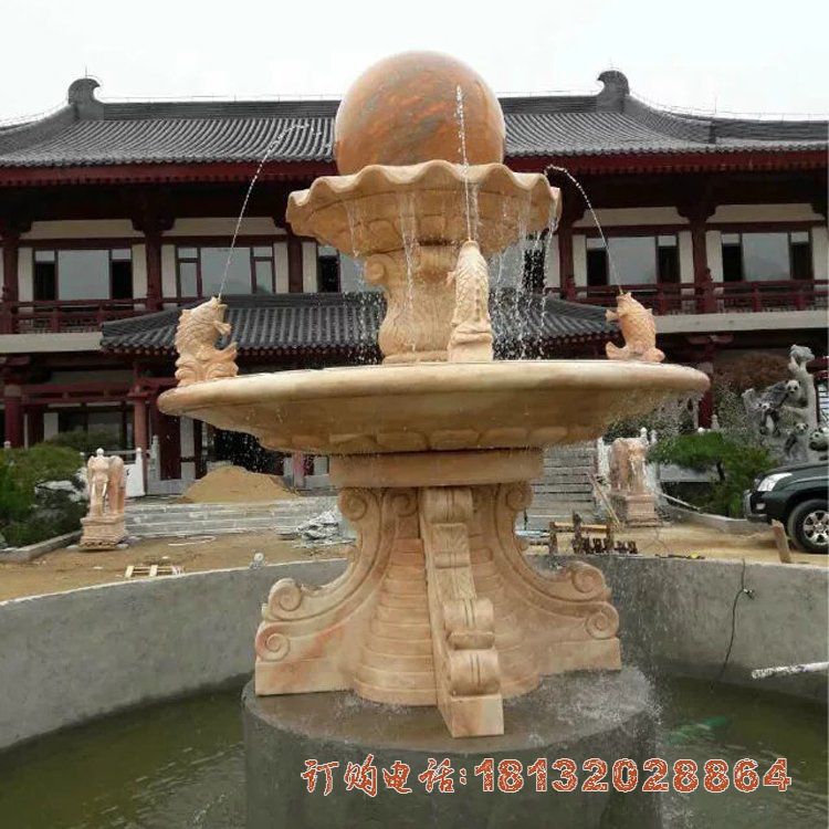 景区双层风水球喷泉石雕