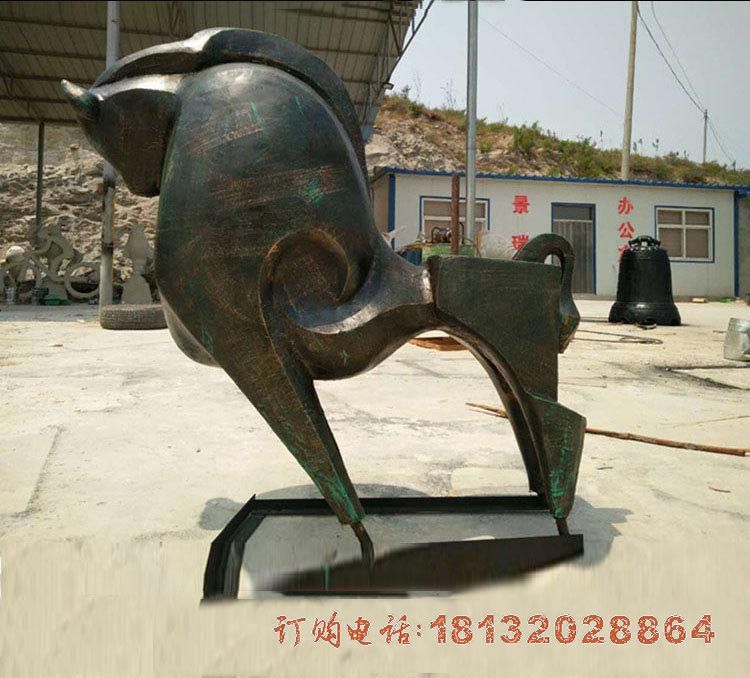 公园动物抽象牛铜雕