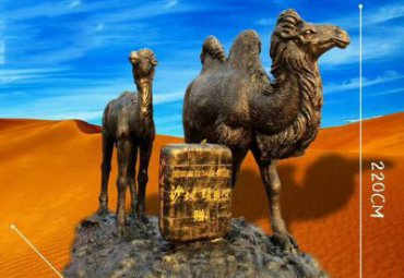 景区母子骆驼铜雕