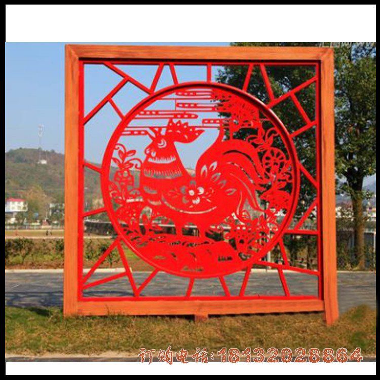 公园不锈钢十二生肖剪纸雕塑