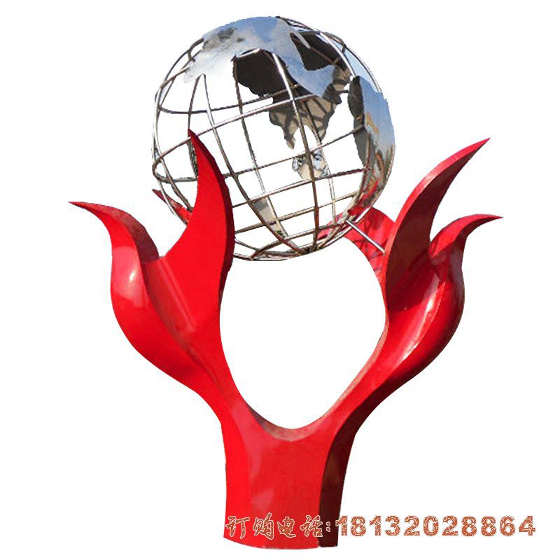 广场不锈钢世界和平鸽子地球雕塑