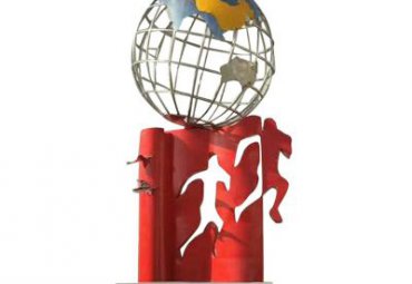 校园不锈钢书本地球雕塑