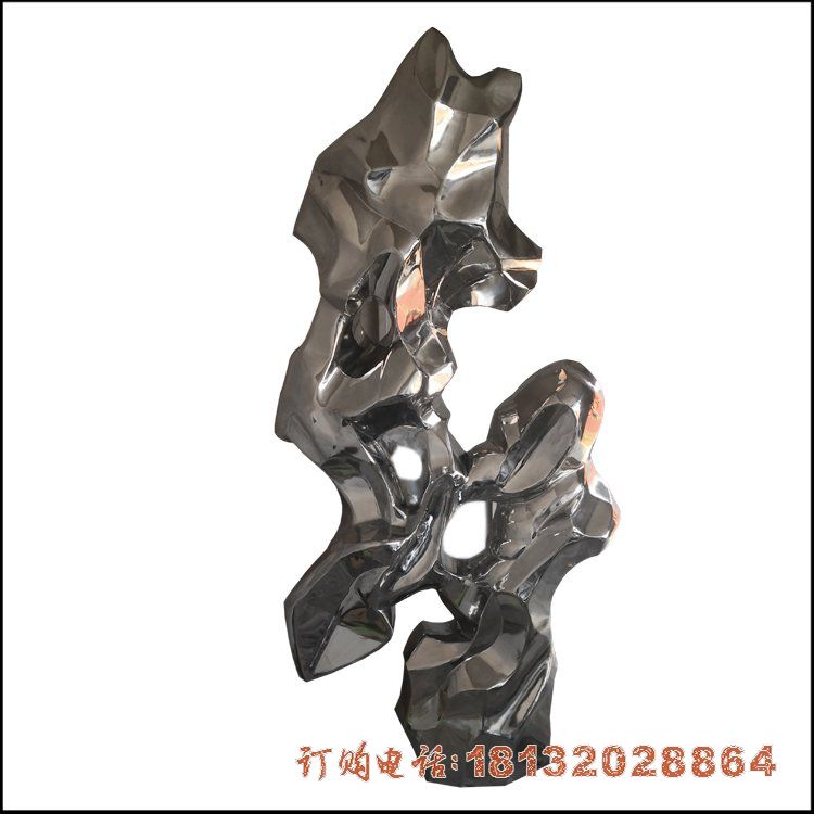 小区不锈钢镜面太湖石雕塑