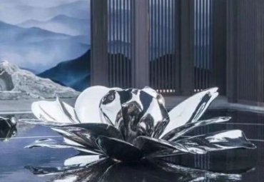 小区不锈钢水景镜面莲花雕塑