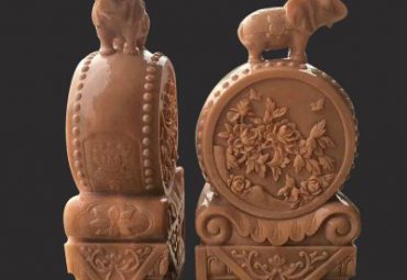 晚霞红门口大象石门墩