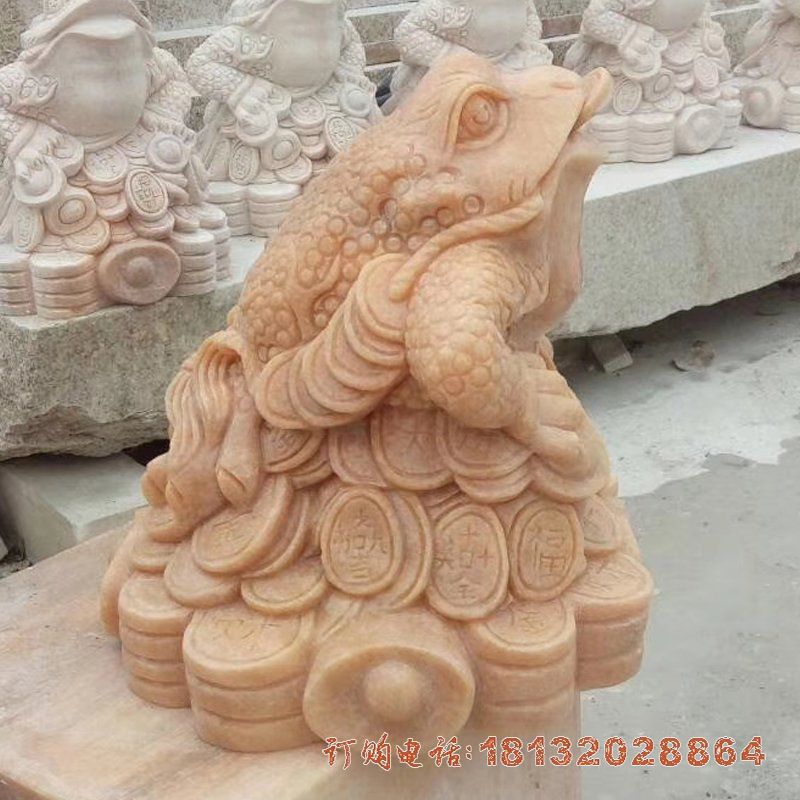 企业晚霞红招财金蟾石雕