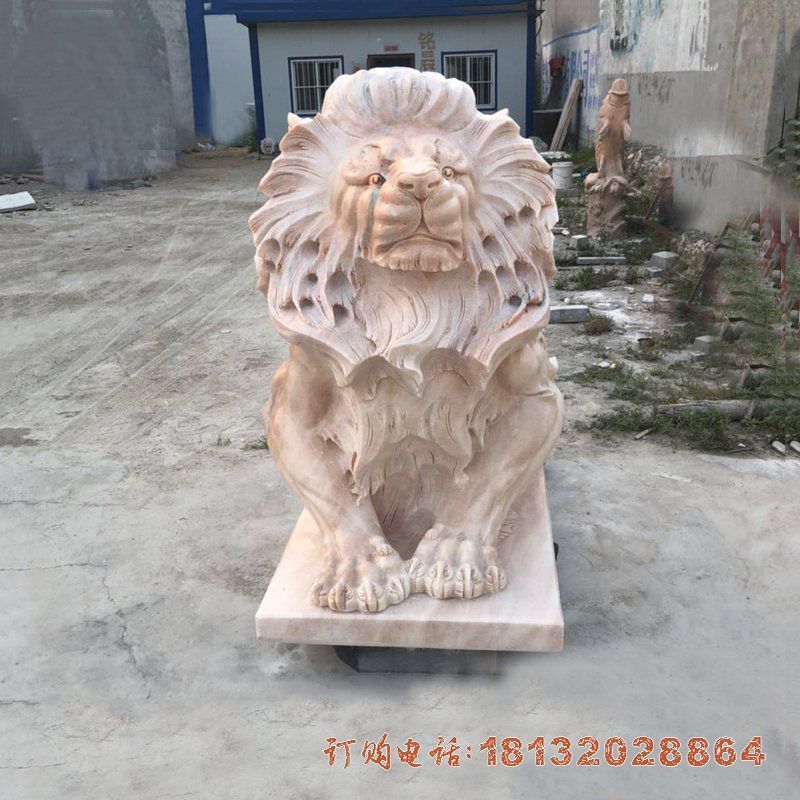 晚霞红门口欧式狮子石雕