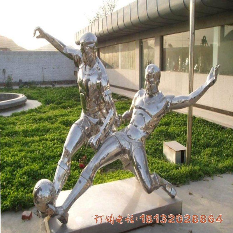 不锈钢体育人物踢足球雕塑