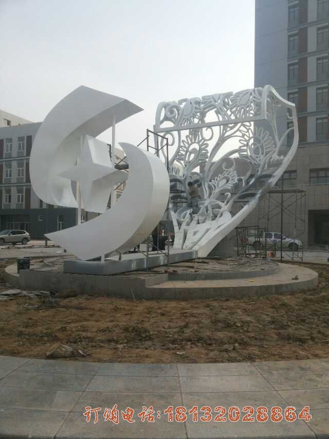 小区不锈钢星月画卷雕塑
