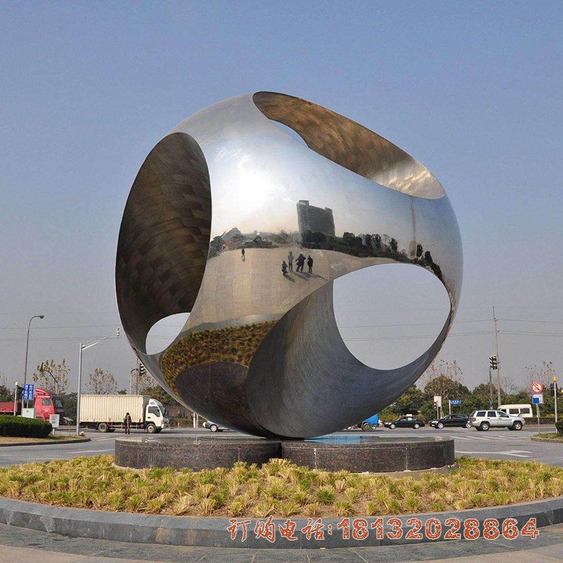 城市不锈钢镂空圆球雕塑 (2)
