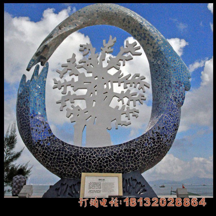 不锈钢抽象雪花雕塑 海边景观雕塑