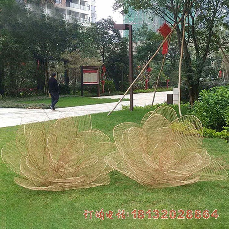 公园不锈钢镂空花朵雕塑 (1)