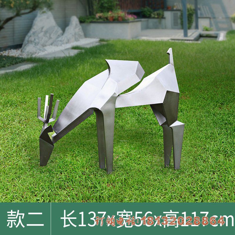 不锈钢抽象鹿雕塑 (10)