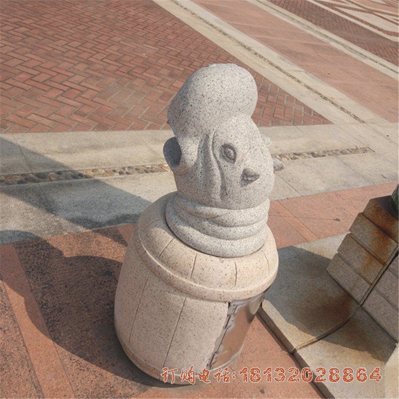 河马垃圾桶石雕